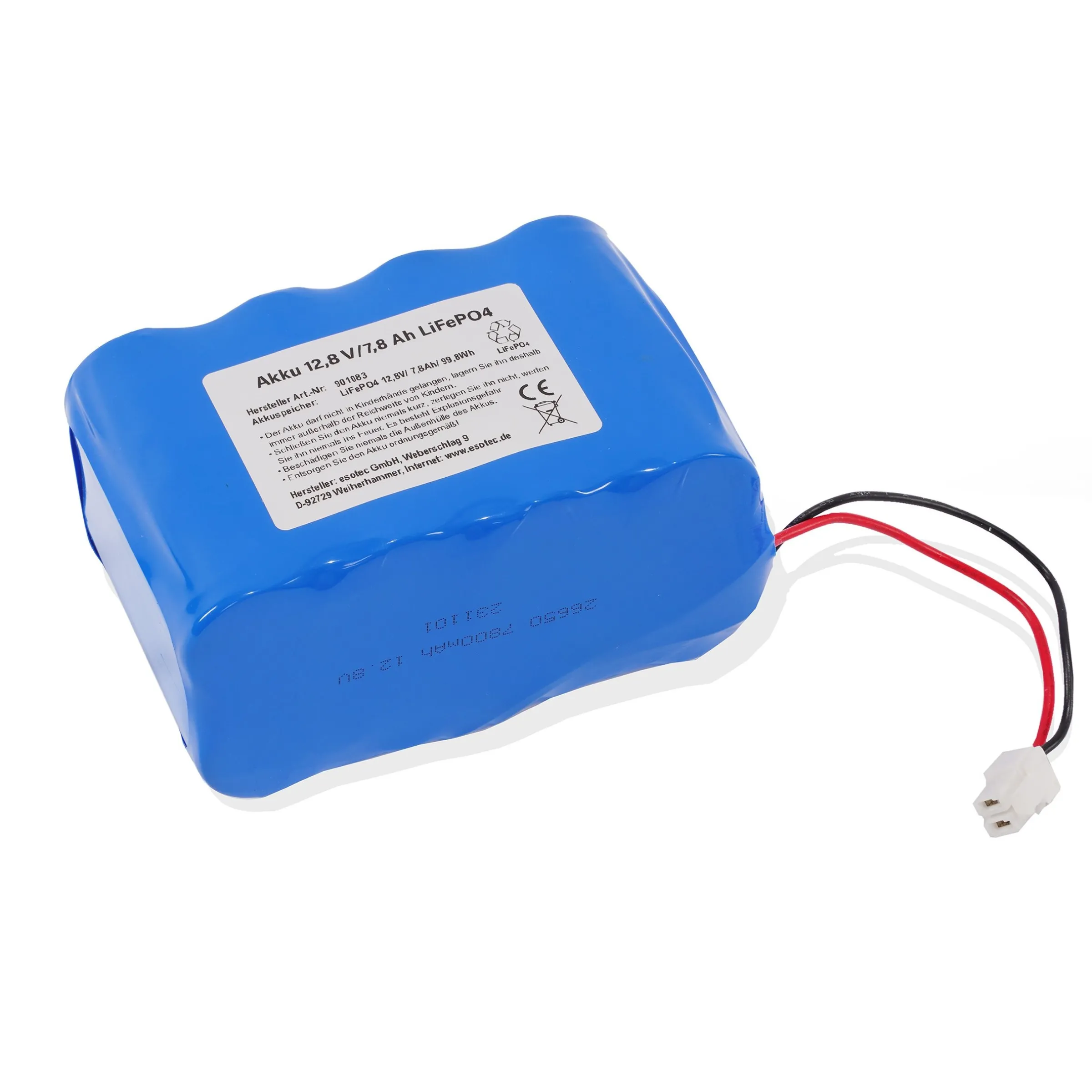 Ersatzakkupack LiFePO4 12,8 V / 7,8 Ah - mit Stecker weiß