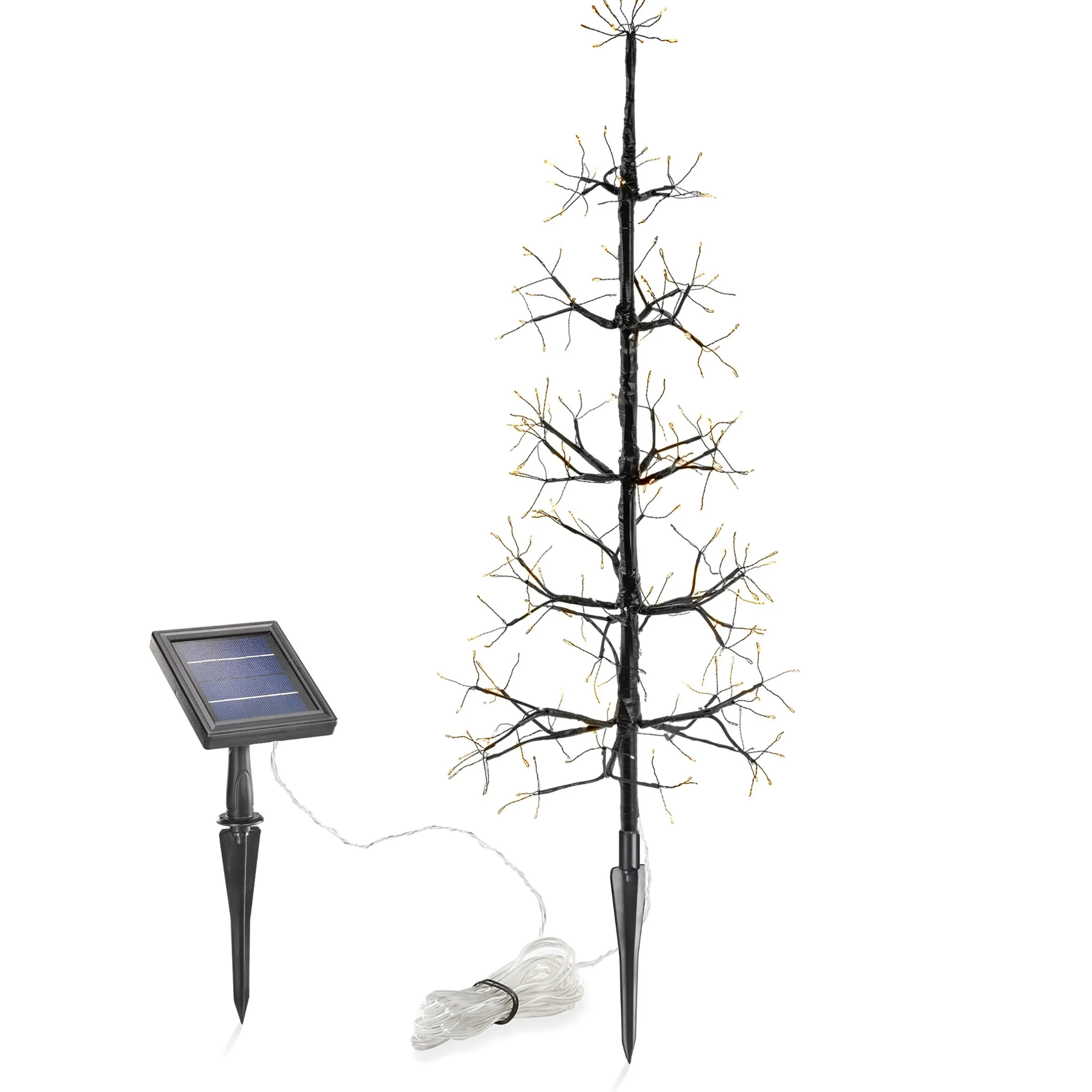 Frei gestaltbarer Solar Weihnachtsbaum mit 200 warmweißen LEDs
