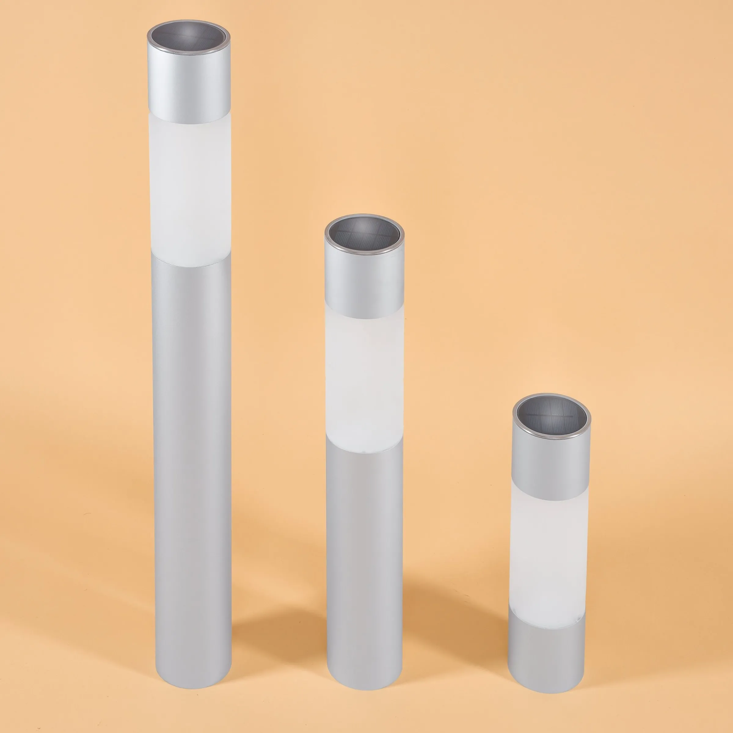 Moderne Solar Standleuchten Pole Light DuoColor im 3er-Set