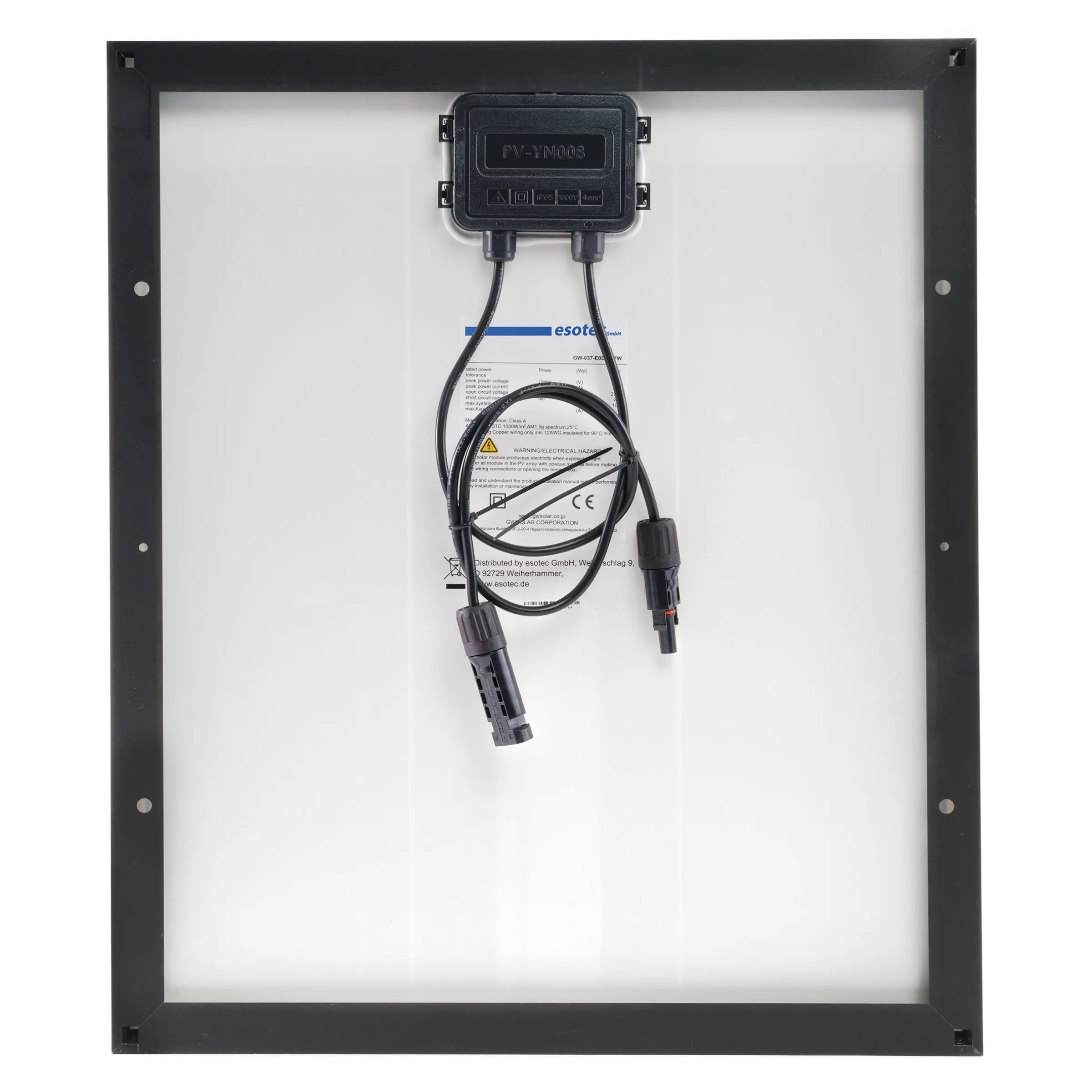 Seraphim Solarmodul 37 Wp 18,8 V mono - 490 x 409 x 25 mm