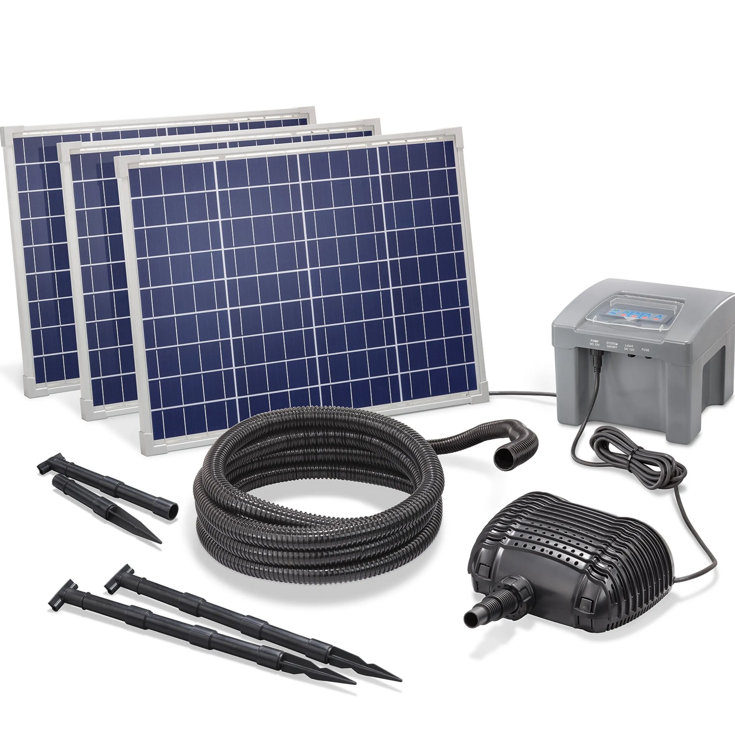 Solar Bachlaufpumpenset 150/4200 mit 24 Ah Pb Akkuspeicher