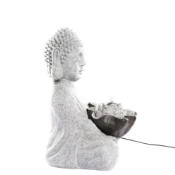Solarbrunnen Buddha mit LED-Beleuchtung