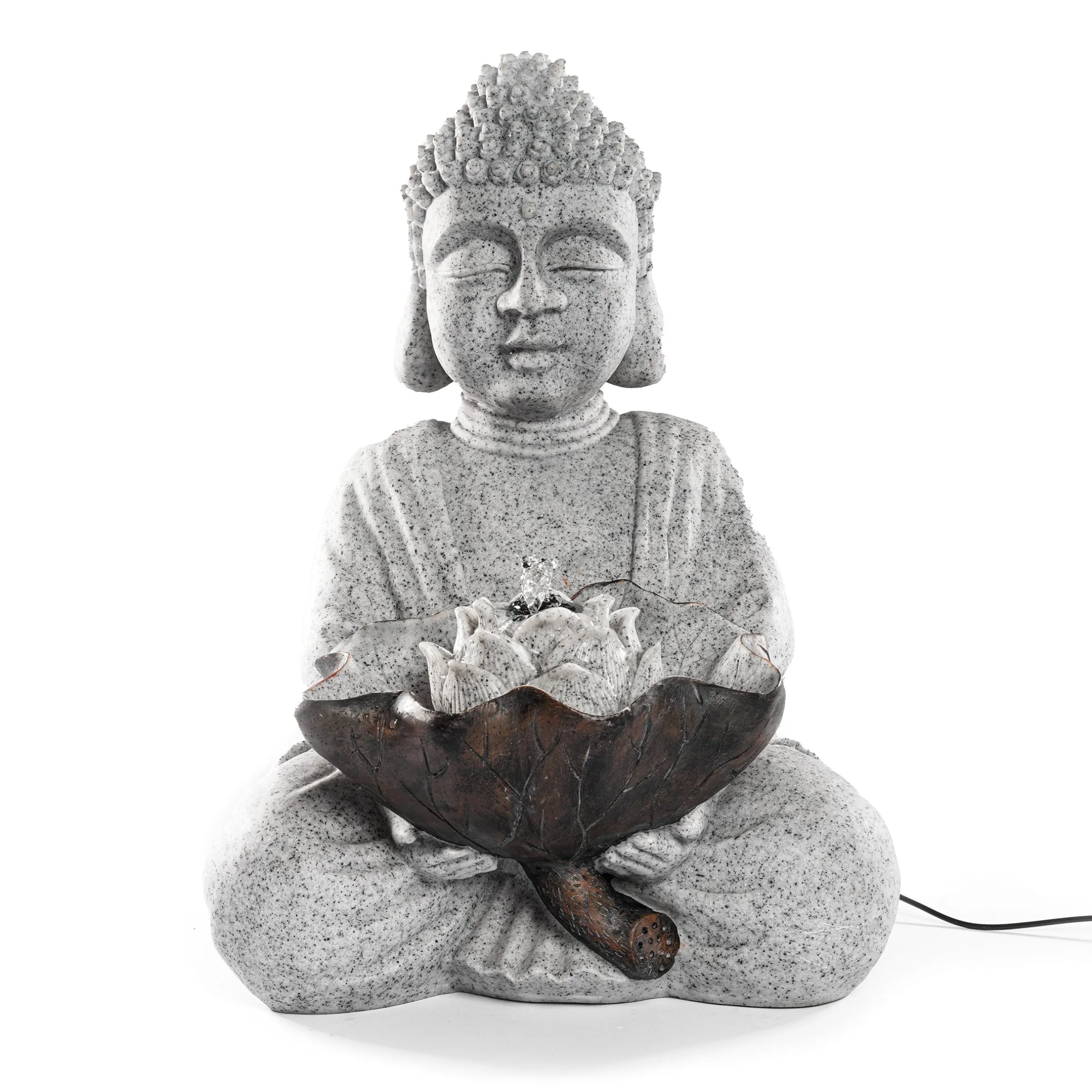 Solarbrunnen Buddha mit LED-Beleuchtung