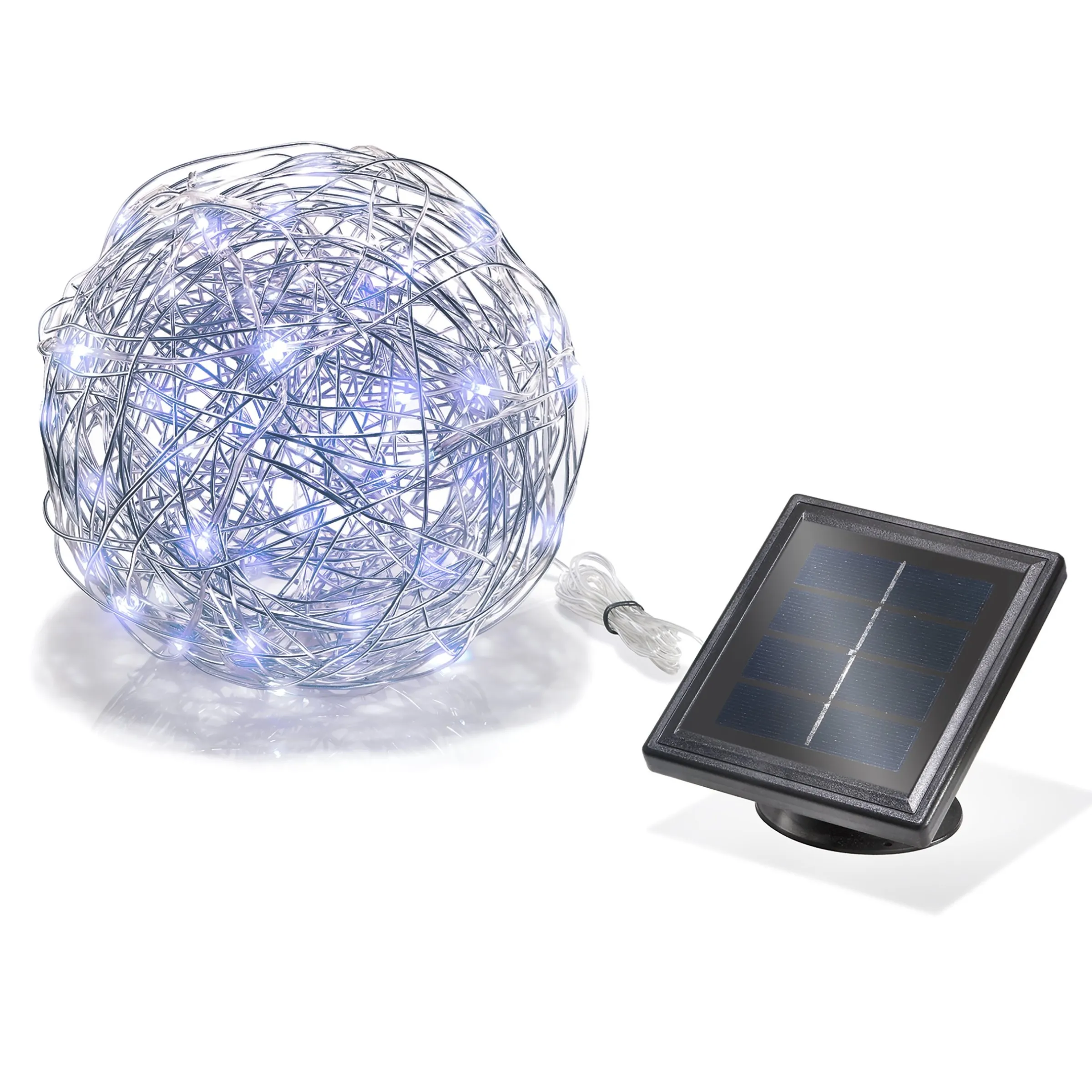 Solar Deko-Drahtkugel ⌀ 25 cm mit 50 kaltweißen LEDs