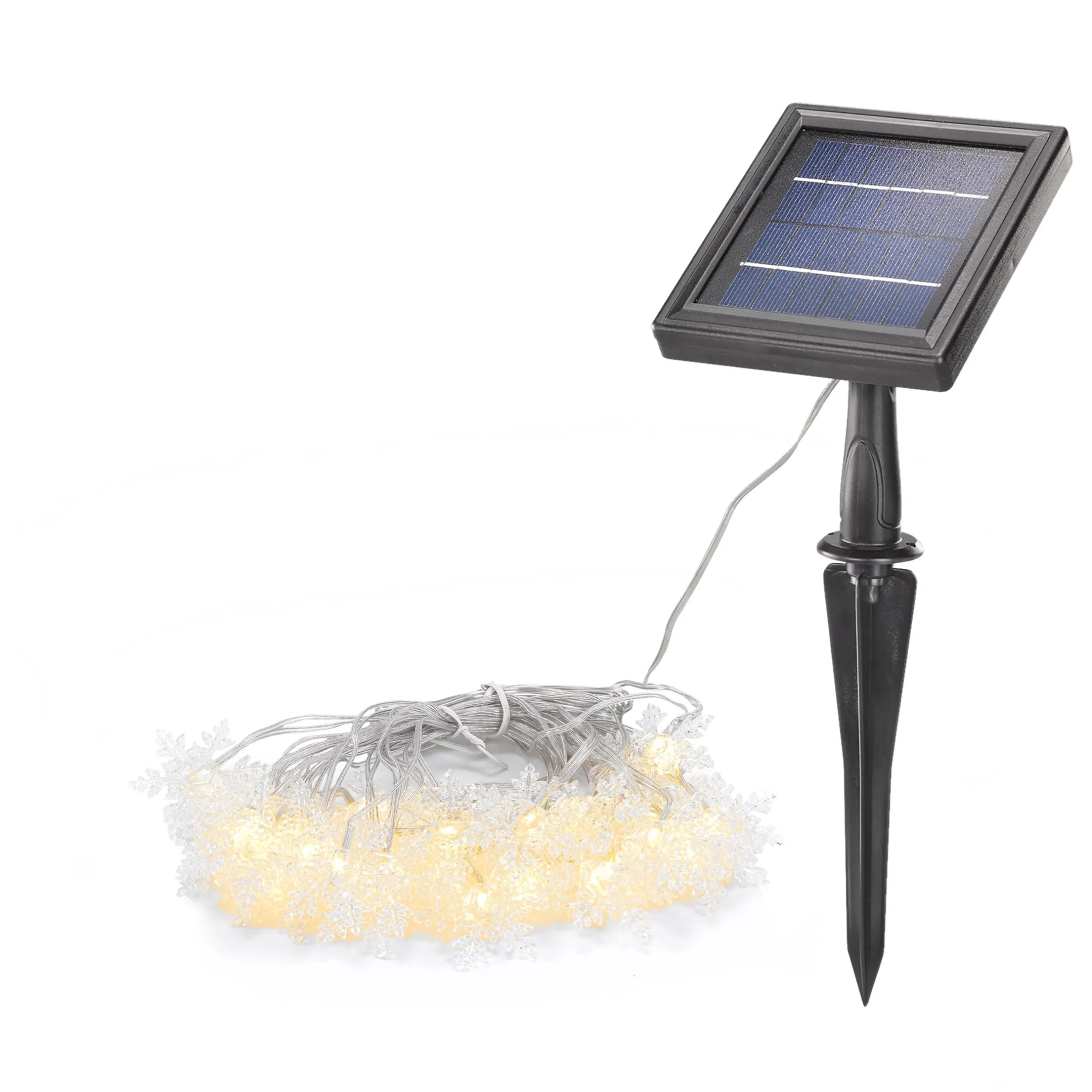 Solar Deko-Lichterkette mit 30 Eiskristallen, warmweiß