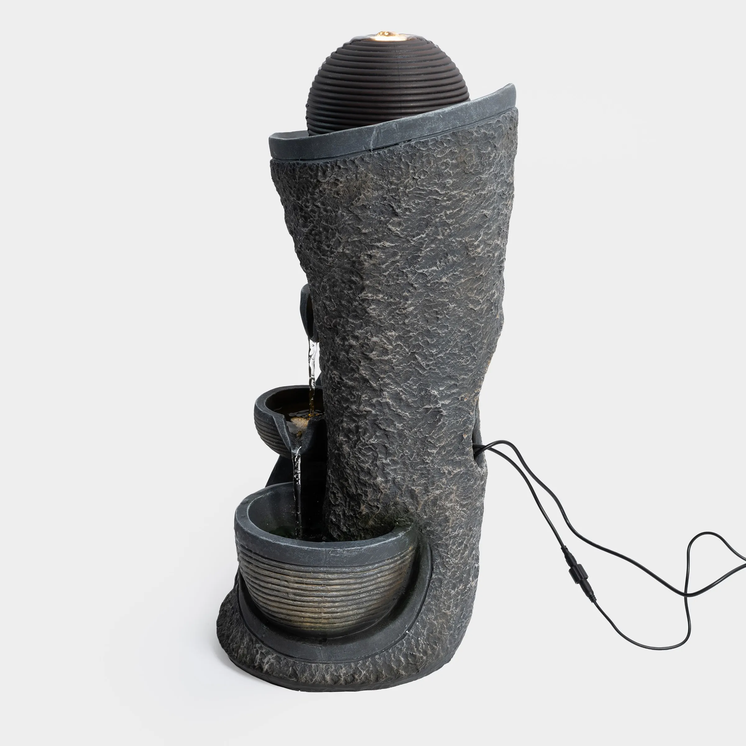 Solar Design Gartenbrunnen mit Wasserquelle und Kaskade