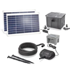 Solar Durchlauffilter-Set 70/2800 mit 12 Ah LiFePO4-Akkuspeicher