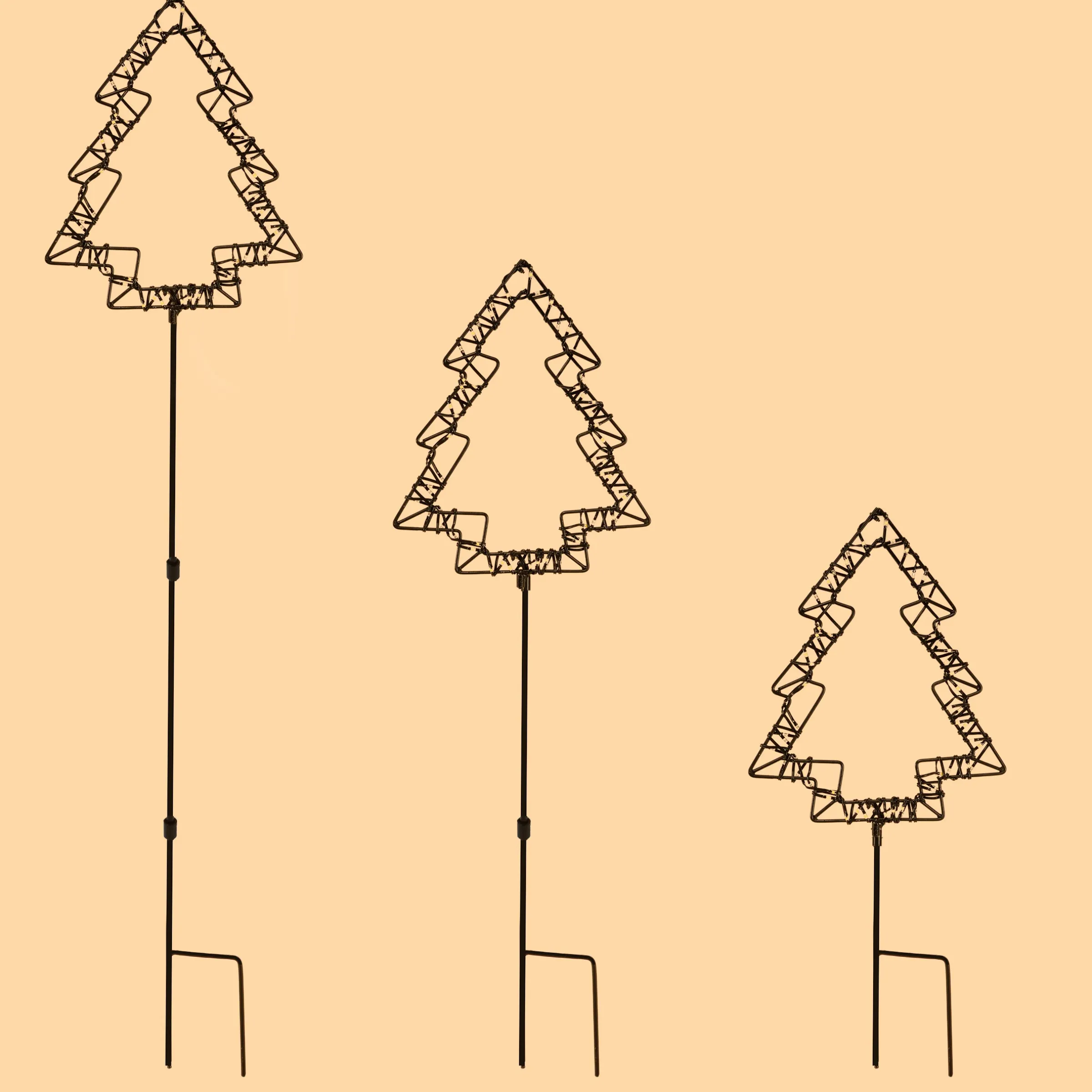 Solar Gartenstecker Weihnachtsbaum mit 60 warmweißen LEDs