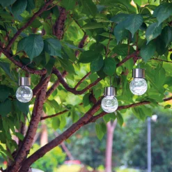 Solar Hängeleuchten 3er-Set Crackle Balls warmweiß