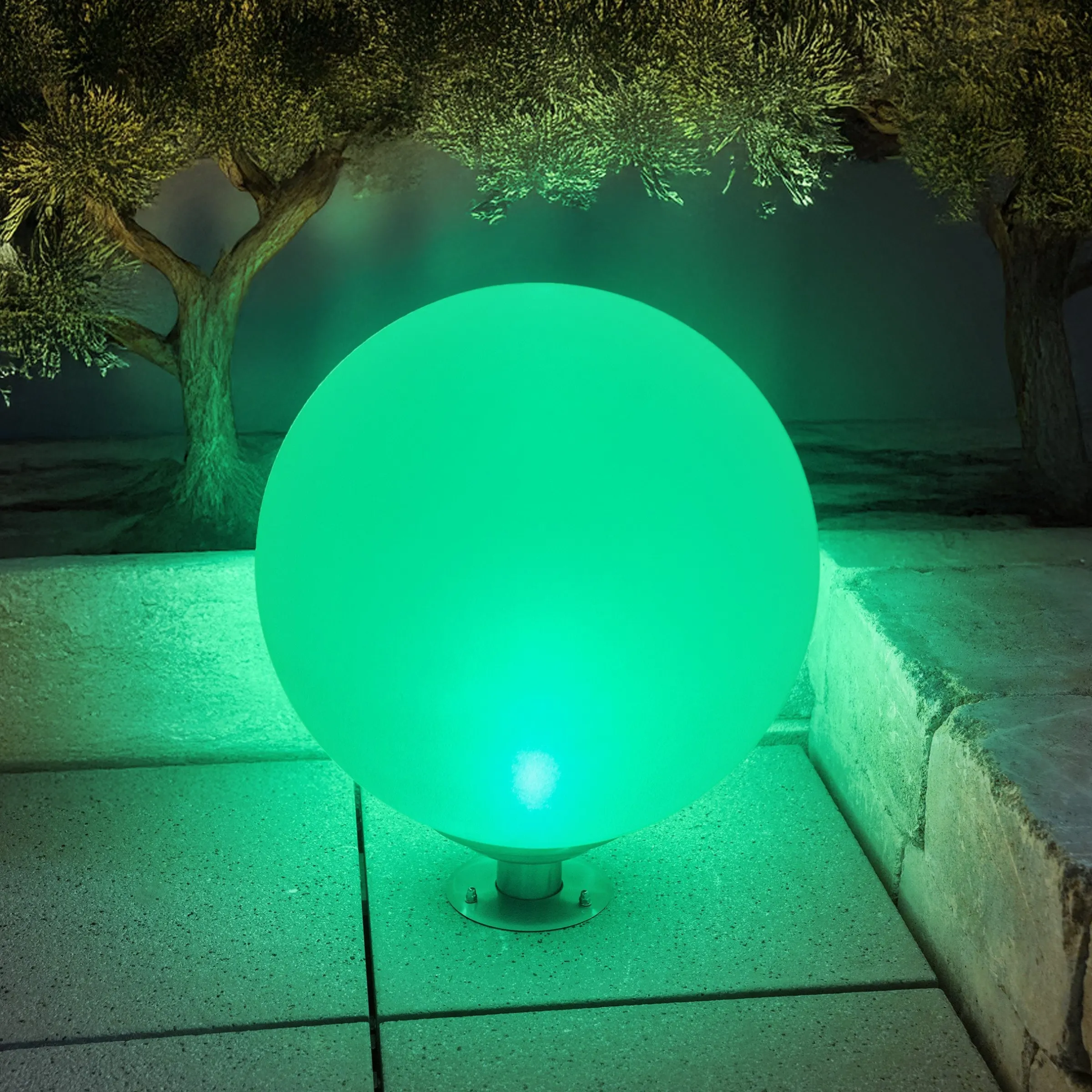 Solarkugel Liana ⌀ 40 cm mit Edelstahlfuß und Fernbedienung