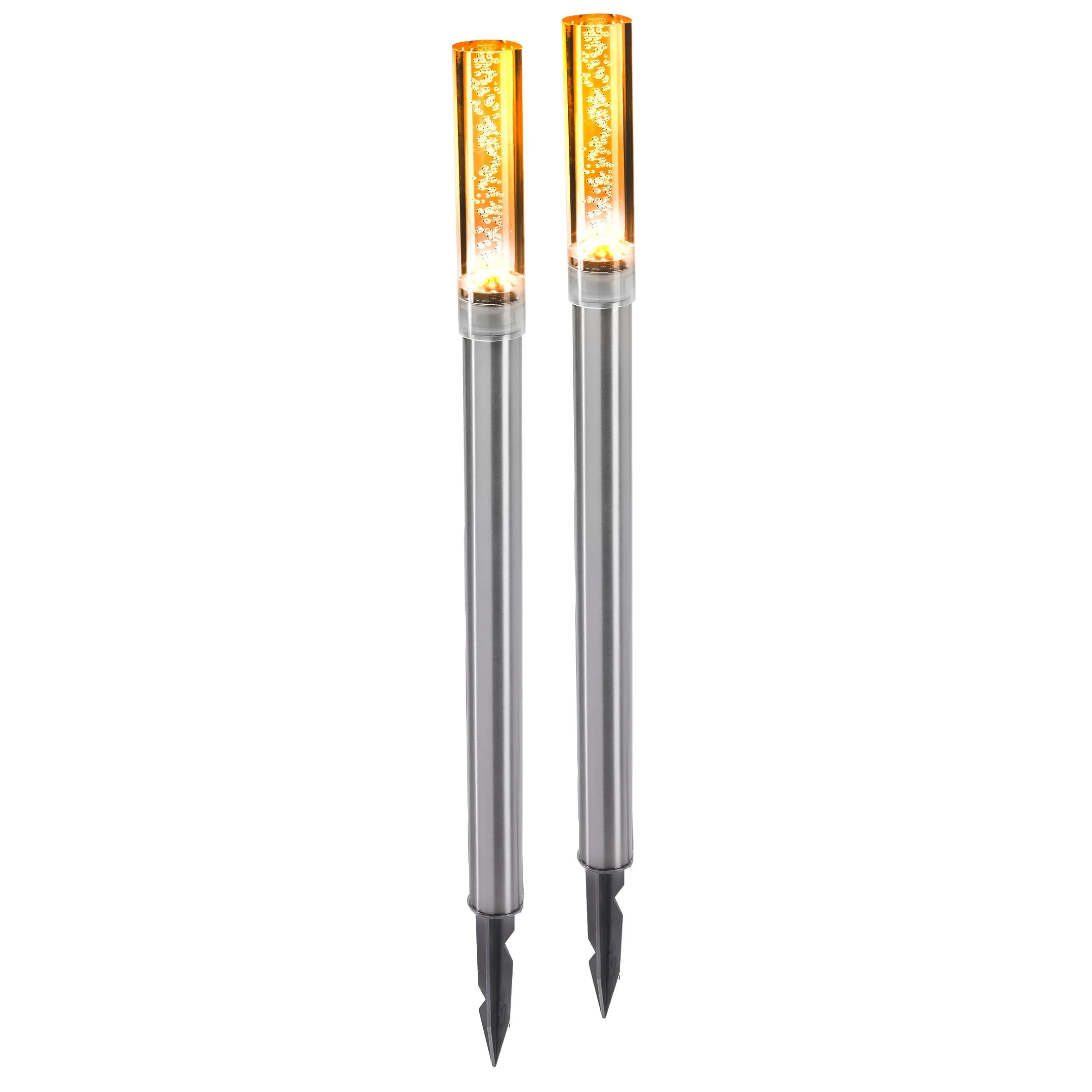 Solar LED Steckleuchtenset Twins 2er Set bernsteinfarben