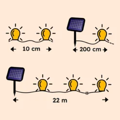 Solar Lichterkette mit 200 bernsteinfarbenen LEDs