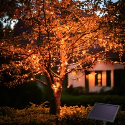 Solar Lichterkette mit 200 bernsteinfarbenen LEDs