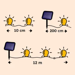 Solar Lichterkette mit 100 kaltweißen LEDs