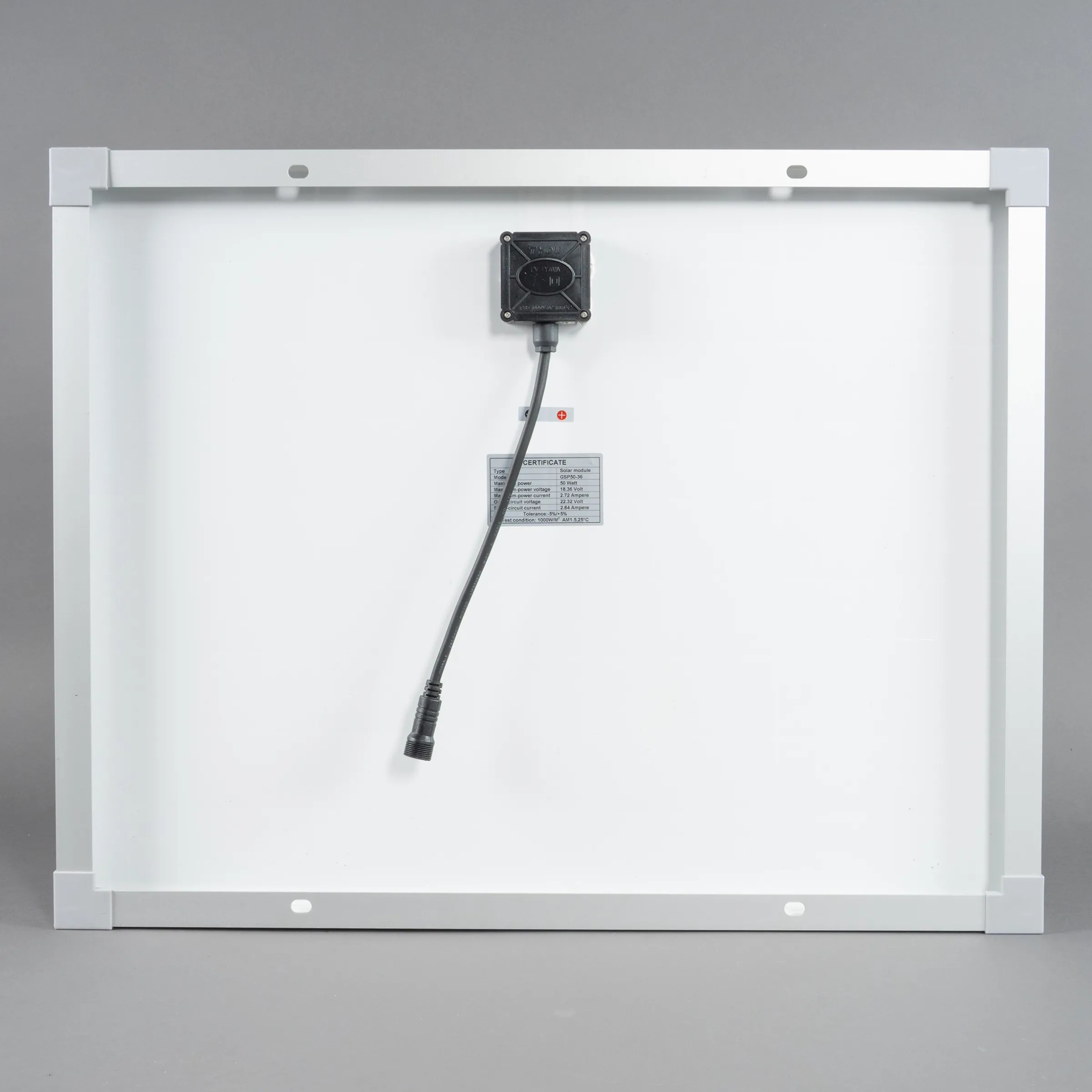 Solarmodul 50 Wp / 18 V mit Stecker 2-polig groß