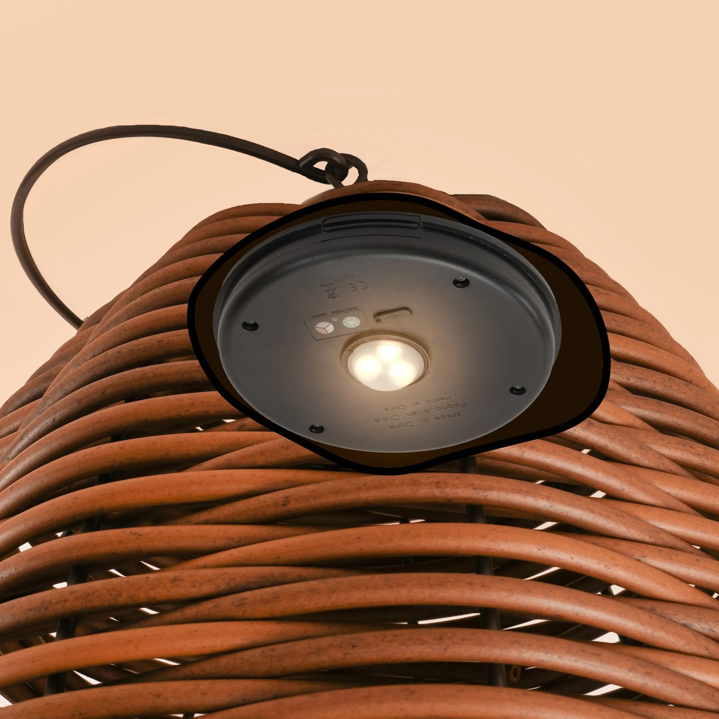 Solar Rattan Windlicht Victoria 60 cm, braun