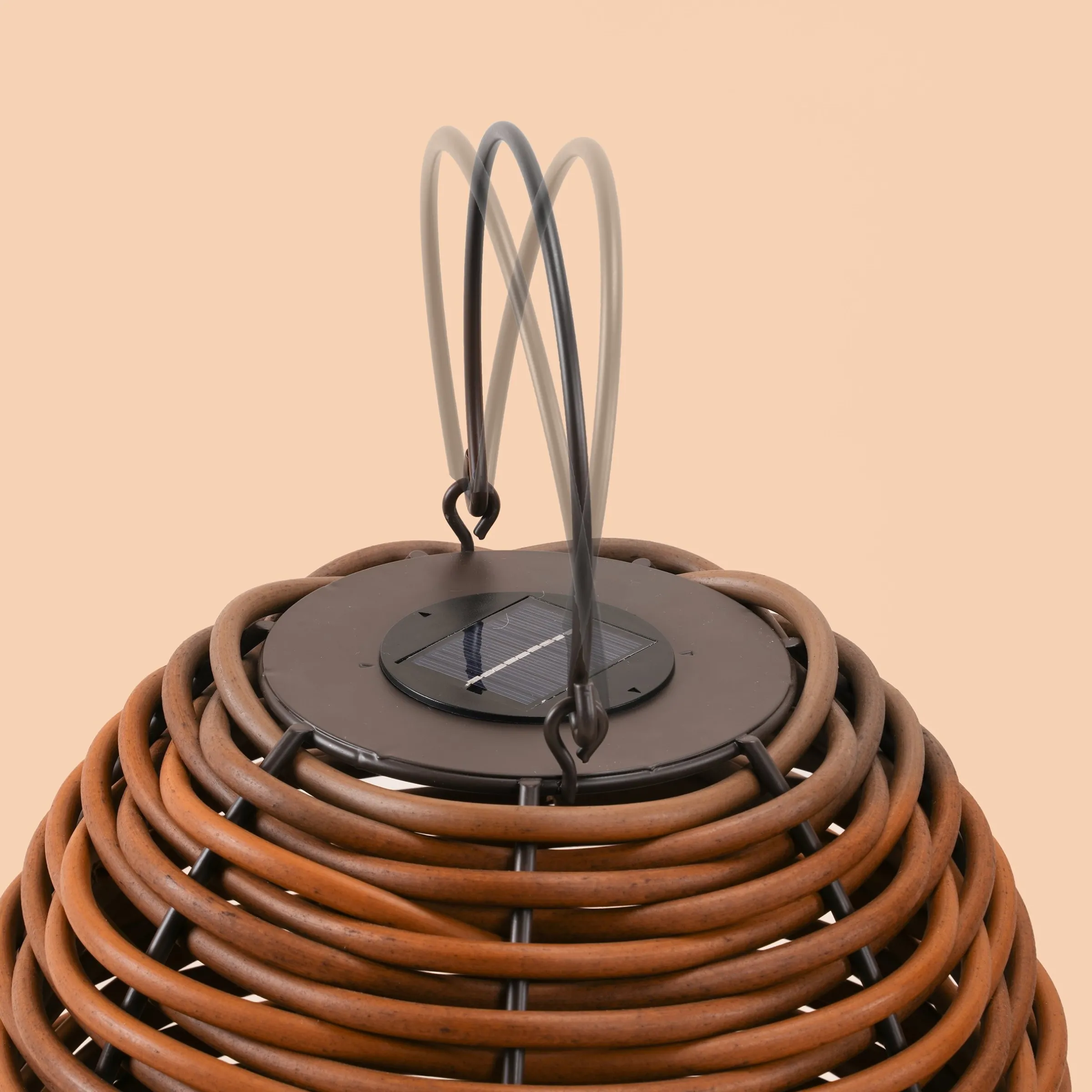 Solar Rattan Windlicht Victoria 30 cm, braun