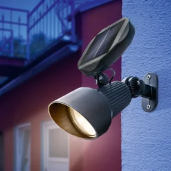 Solar Wand- und Bodenstrahler warm weiß im Alugehäuse
