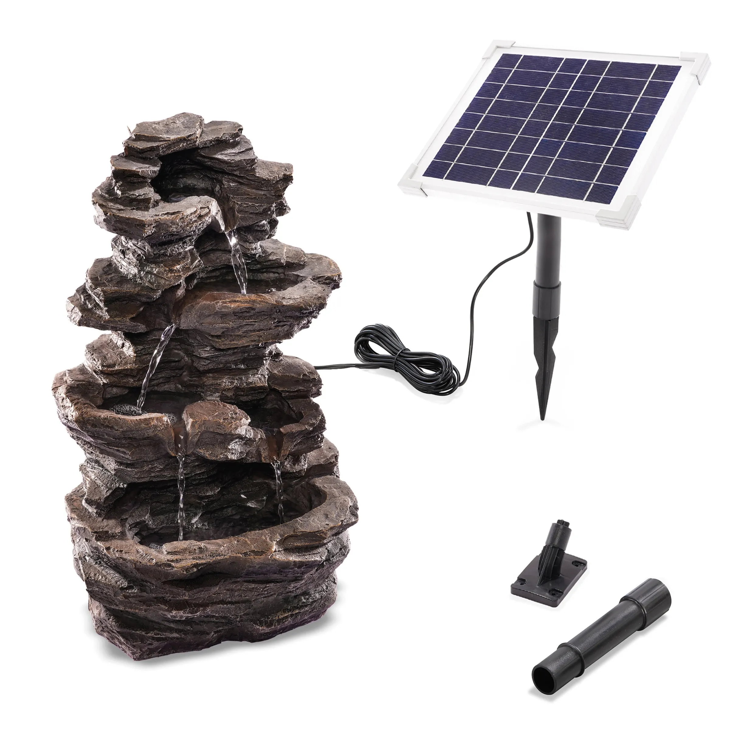 Solar Wasserfall-Dekobrunnen Rock Fountain mit Direktbetrieb