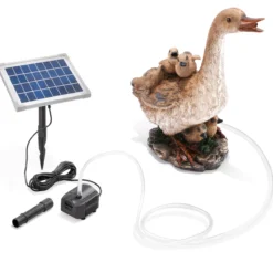 Solar Wasserspeier-Set Gans mit Küken