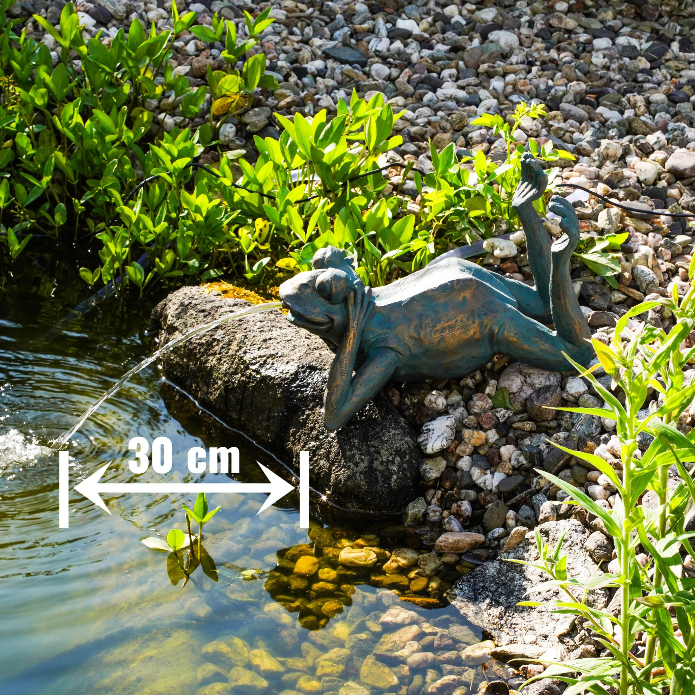 Solar Wasserspeier-Set liegender Frosch