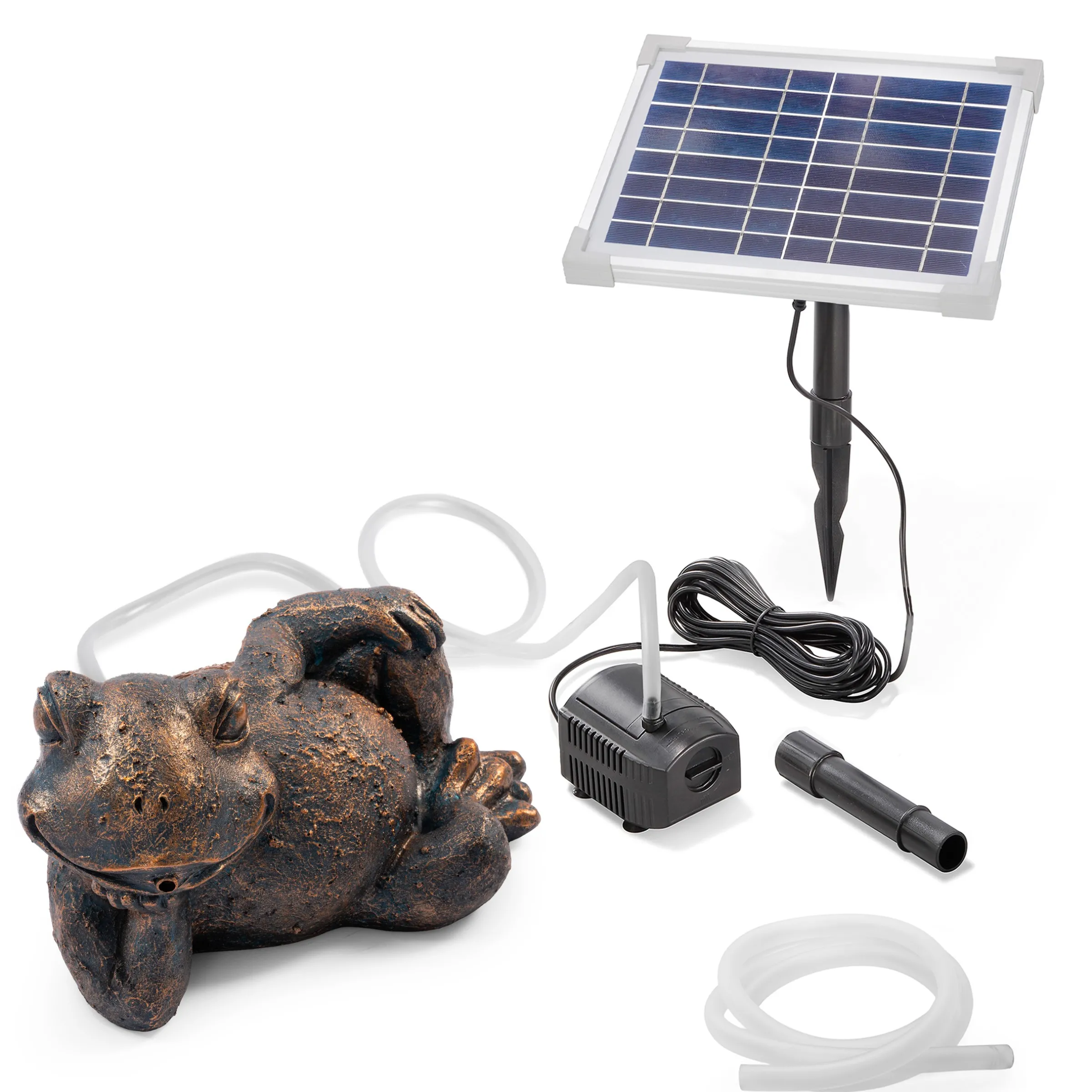 Solar Wasserspeier-Set liegender Frosch Pepe