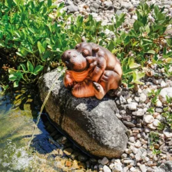 Solar Wasserspeier-Set sitzendes Flusspferd Hippo