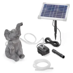 Solar Wasserspeierset sitzender Elefant Lumi