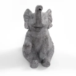 Solar Wasserspeierset sitzender Elefant Lumi