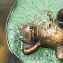 Solar Wasserspeier-Set treibender Frosch auf Seerosenblatt