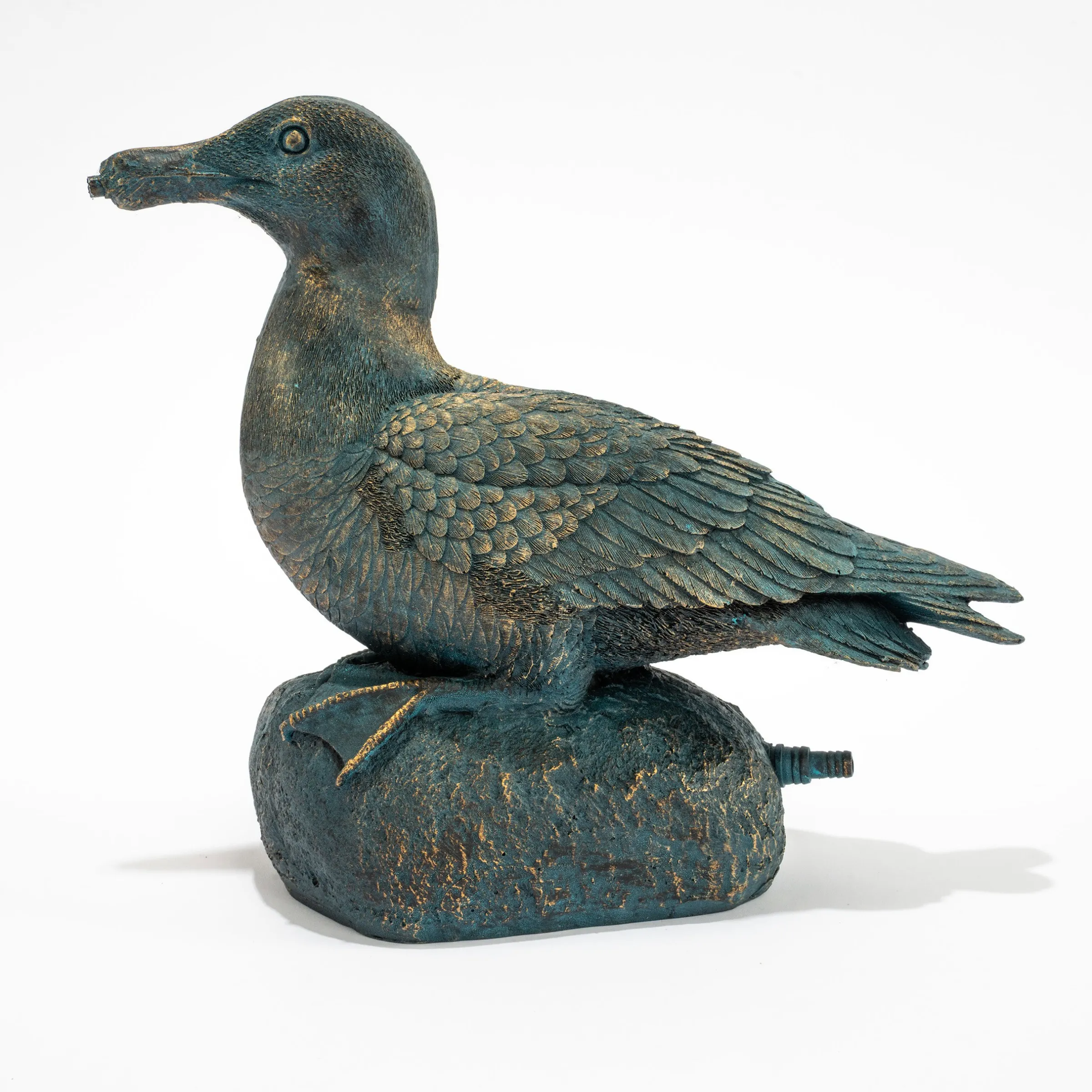 Wasserspeier-Figur Ente Samuel im Altkupfer-Design