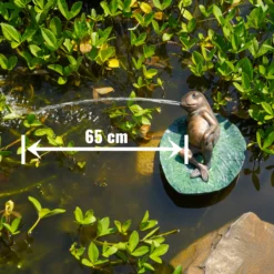 Wasserspeier-Figur Frosch seitlich liegend auf Seerose