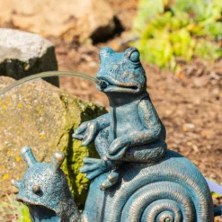 Wasserspeier-Figur Lilly und Nelly im Altkupfer-Design