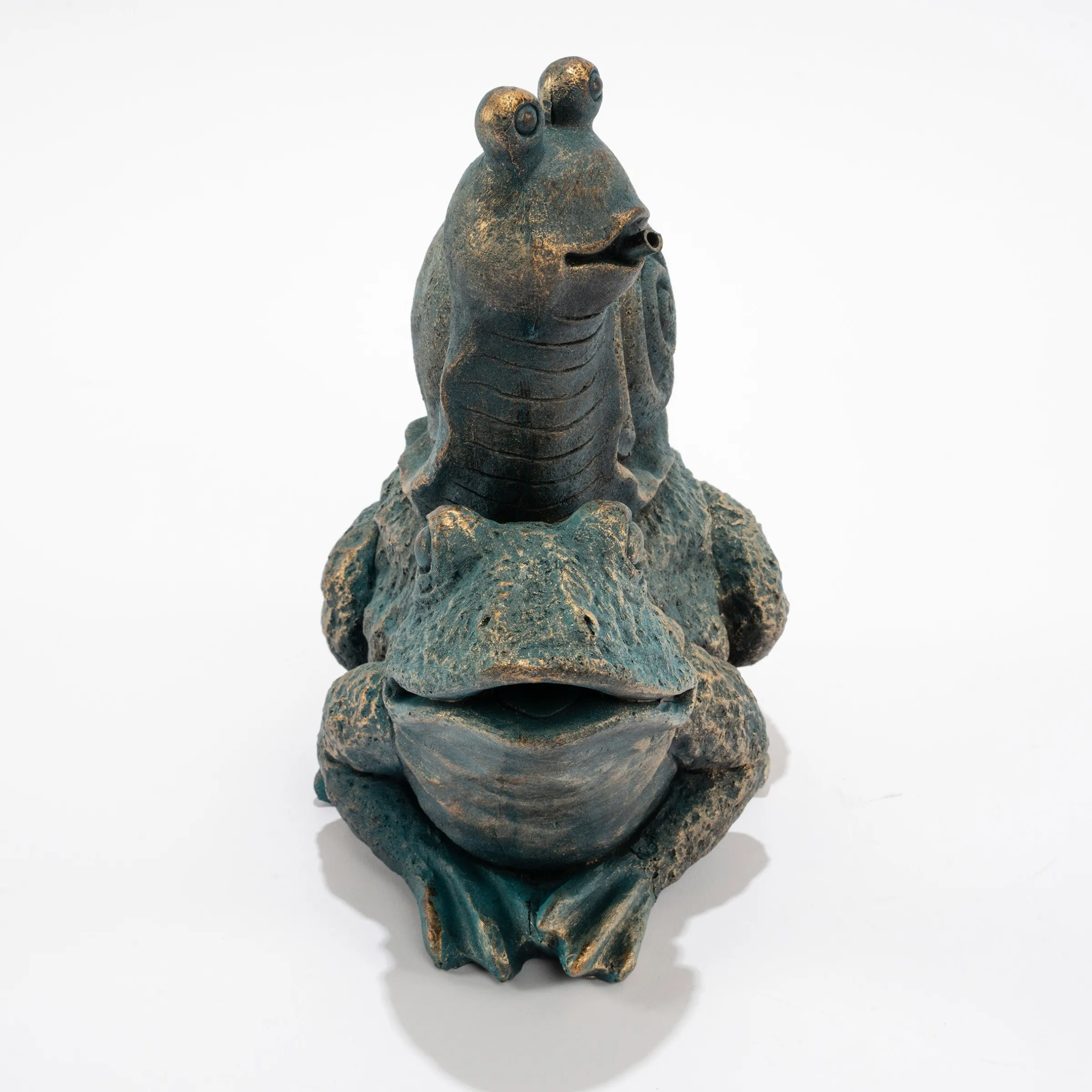 Wasserspeier-Figur Max und Moritz im Altkupfer-Design