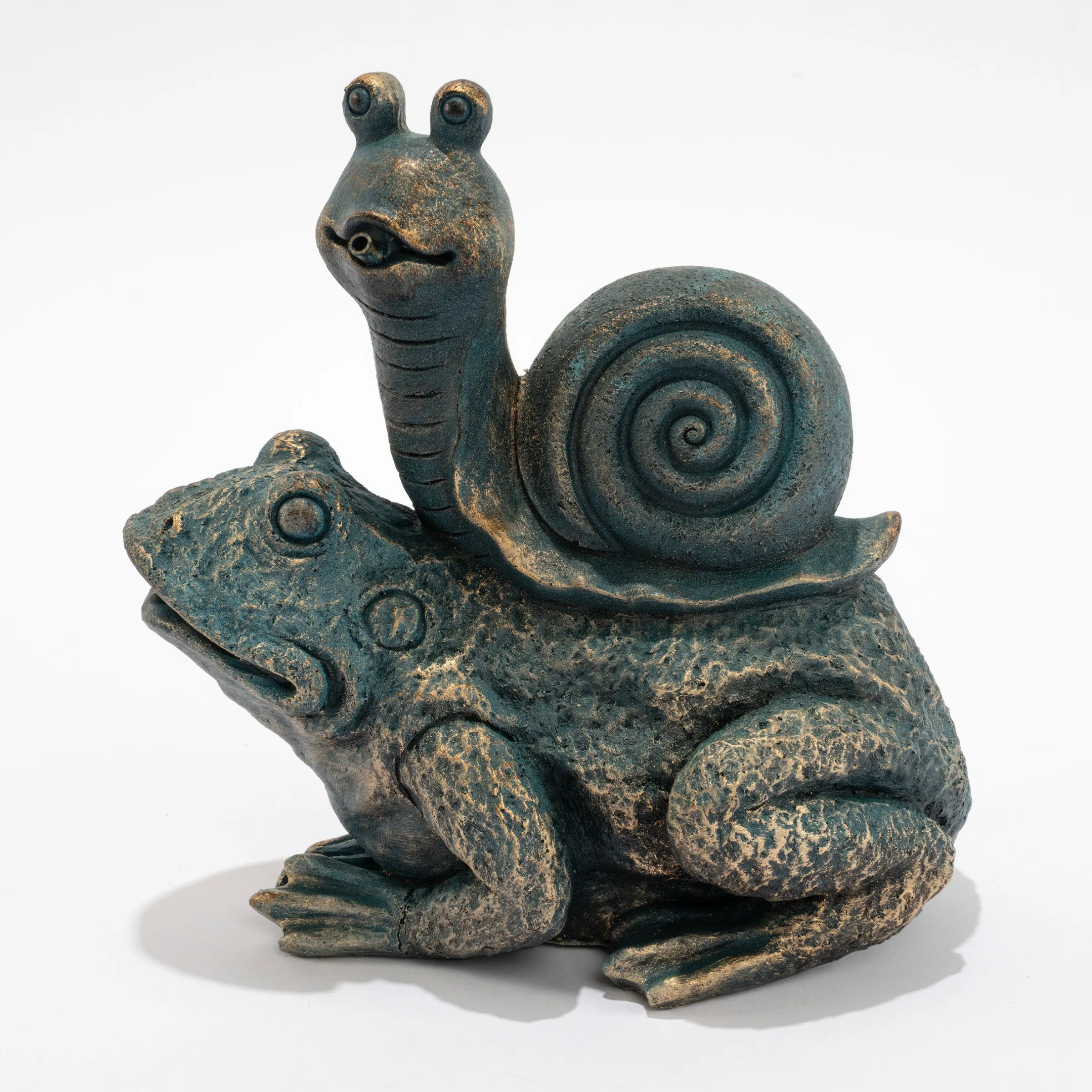 Wasserspeier-Figur Max und Moritz im Altkupfer-Design